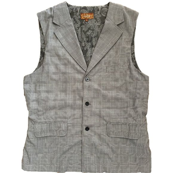 Vicci Uomo‎ Men's Gray Checkered 3-Button Notch Lapel Suit Vest Medium - Picture 1 of 6